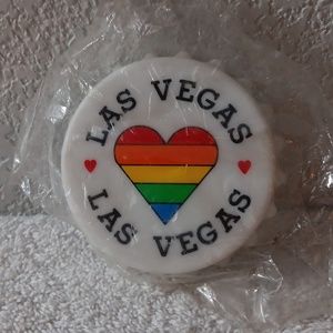 Las Vegas pride heart Bottle cap opener refrigerator magnet 2in